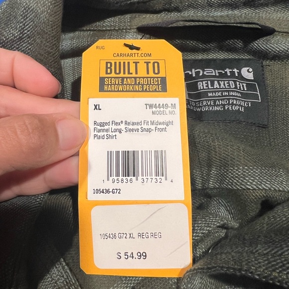 Carhartt Men's Rugged Flex Hamilton Plaid Western Snap Flannel Midweight Size XL - Picture 4 of 9